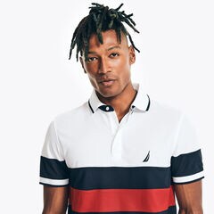NAVTECH SUSTAINABLY CRAFTED CLASSIC FIT STRIPED POLO,Bright White,large