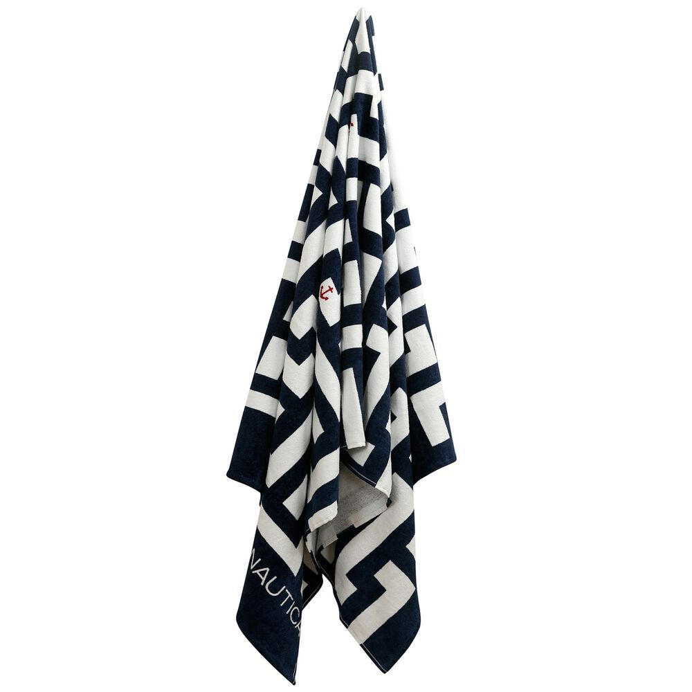ANCHOR MAZE PRINT BEACH TOWEL,Ice Blue,large