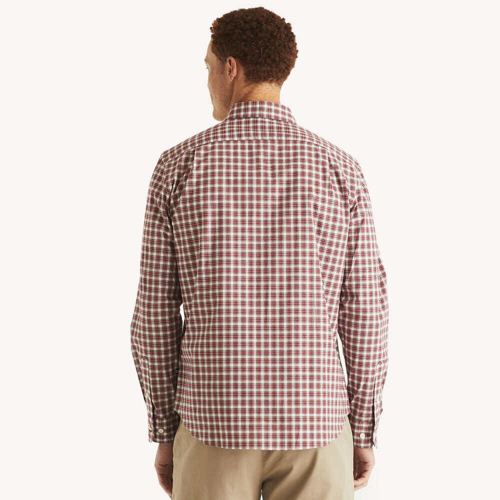 Classic Fit Wrinkle-Resistant Plaid Shirt,Nautica Red,large