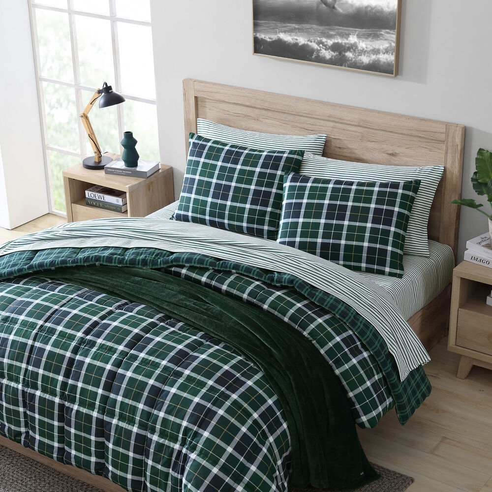 Northsail Plaid Navy Twin Reversible Duvet Cover & Sham Set,Bali Bliss,large
