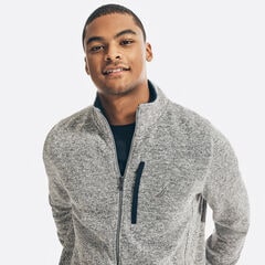 PERFORMANCE ZIP KNIT FLEECE,Stone Grey Heather,large