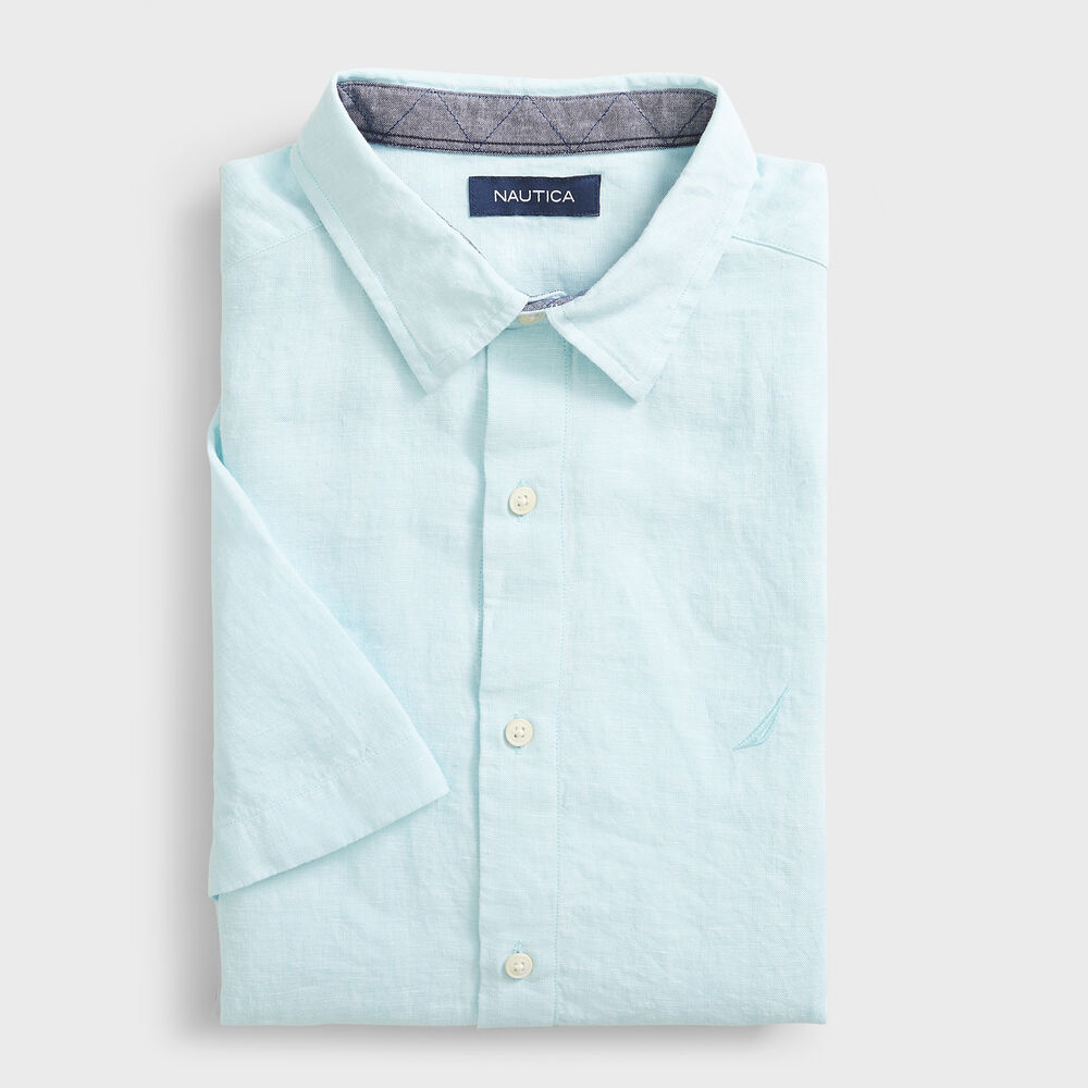 LINEN SHORT SLEEVE SHIRT,Aquadream,large