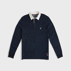 BIG & TALL CLASSIC FIT RUGBY POLO SHIRT,Navy,large