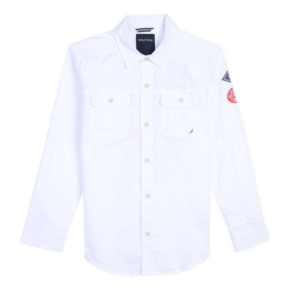 Boys' Kelvin Double Pocket Long Sleeve Shirt (8-20),Antique White Wash,large