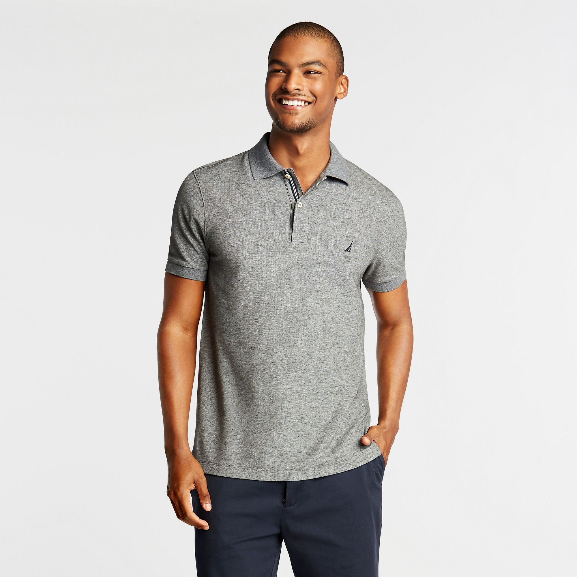 SLIM FIT PERFORMANCE DECK POLO,Charcoal Heather,large