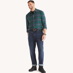 Big & Tall Plaid Shirt,Navy,large