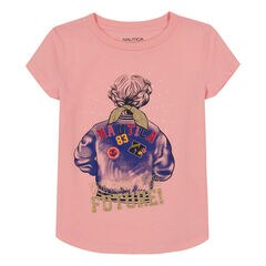 Girls' Foil Graphic T-Shirt (7-16),Bow Burgundy,large