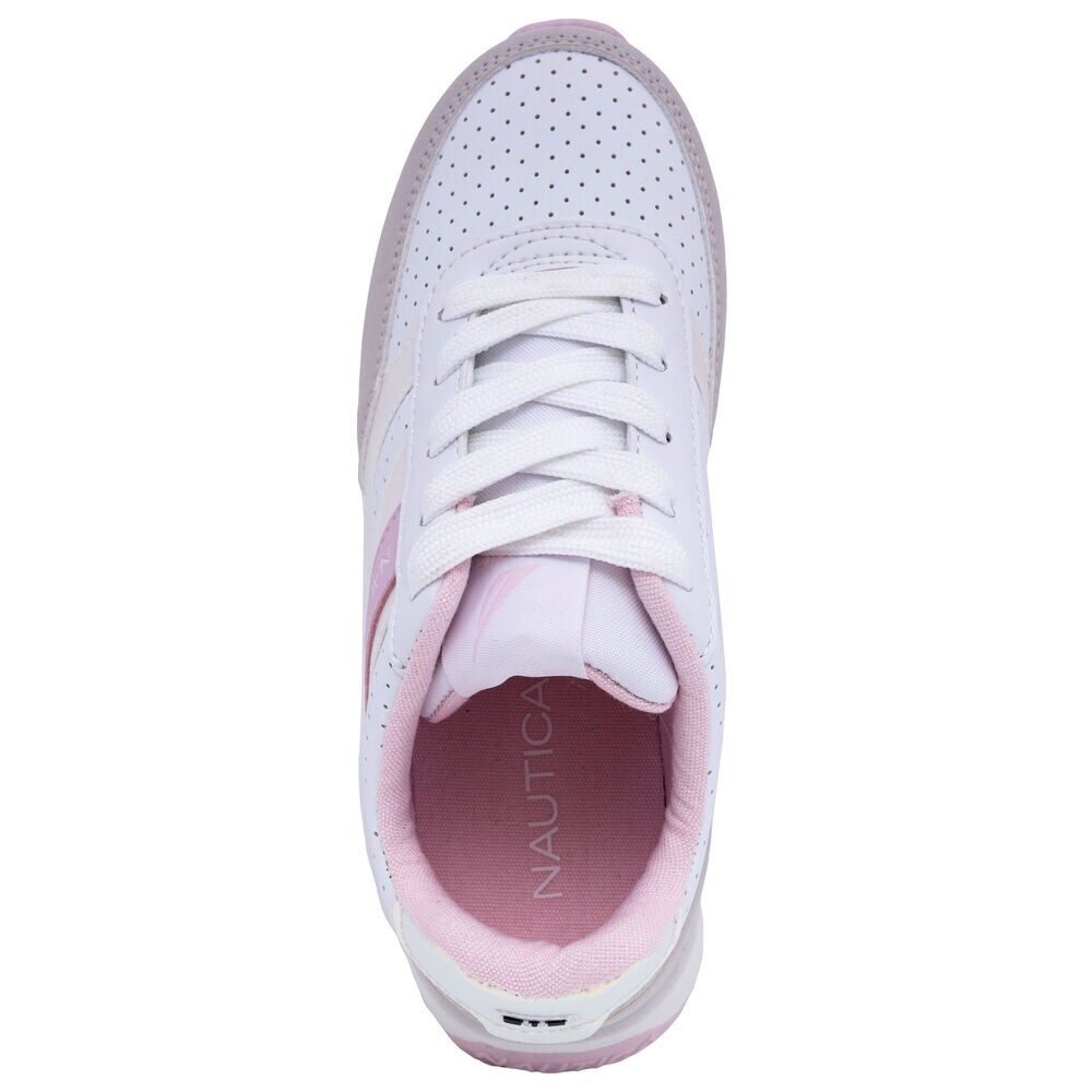 Girls' Holographic Lace-Up Sneaker,Antique White Wash,large