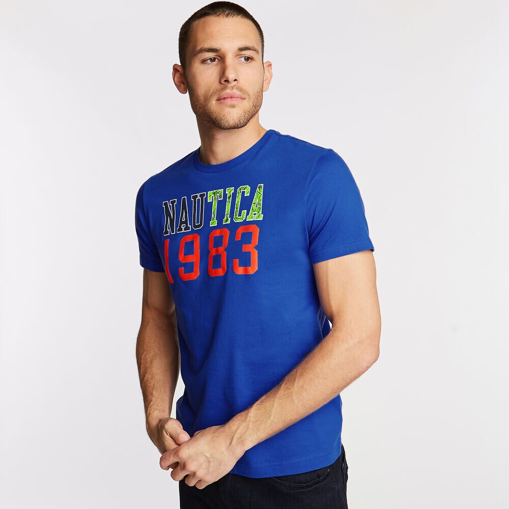 Nautica 1983 Graphic Tee,Lapis,large