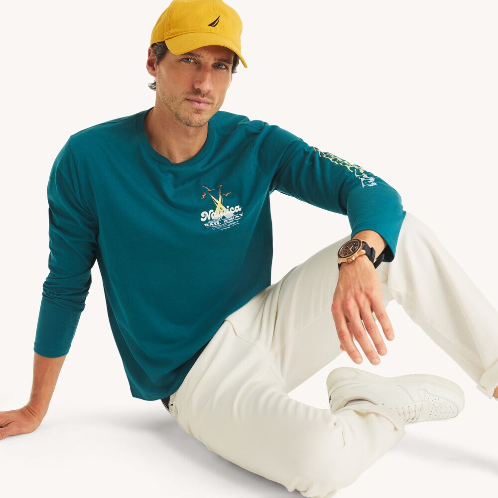 Graphic Long-Sleeve T-Shirt,Capri Blue,large