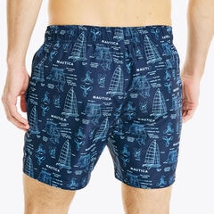 8" BIG & TALL BOAT PRINT SWIM,Navy,large