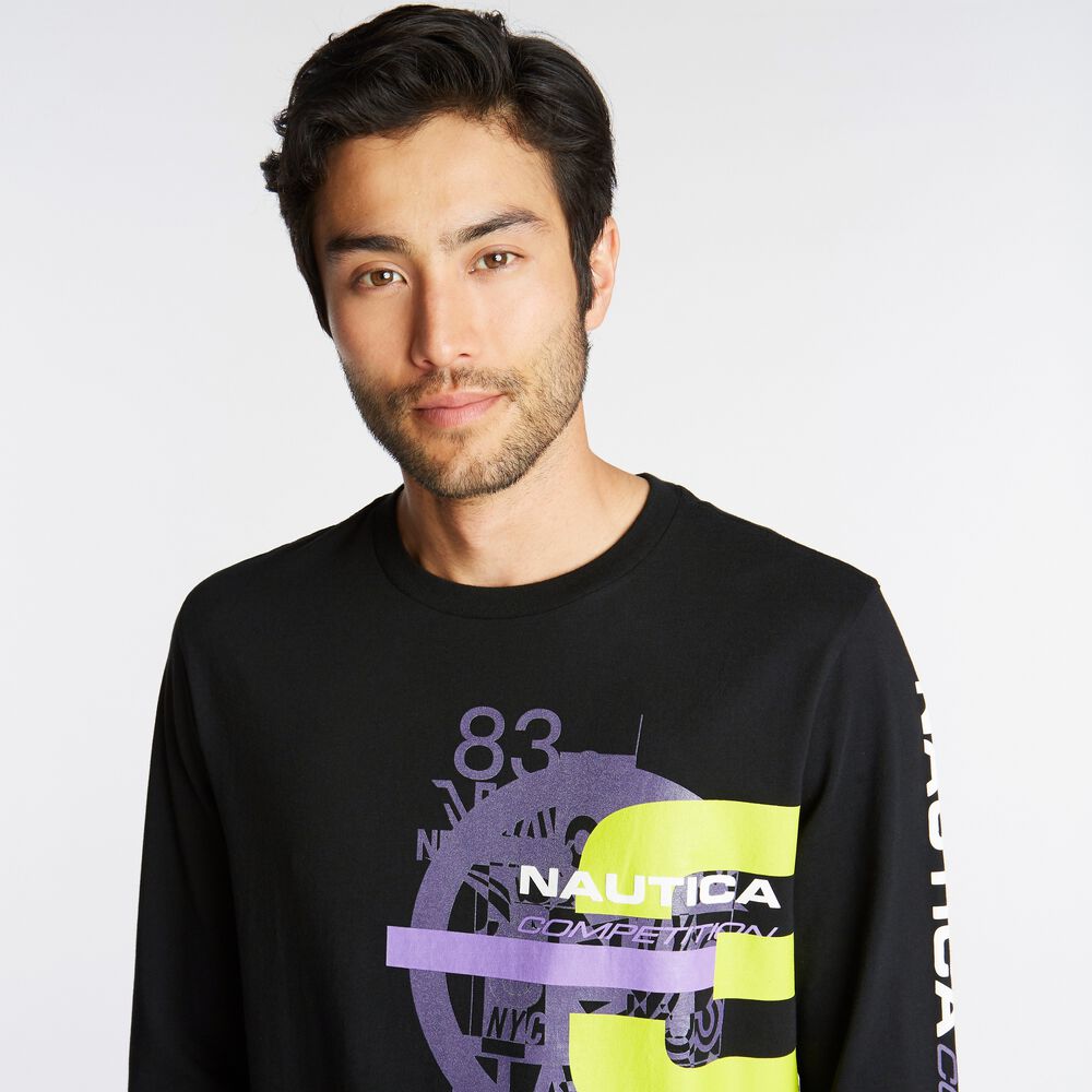 NAUTICA COMPETITION GRAPHIC LONG-SLEEVE T-SHIRT,True Black,large