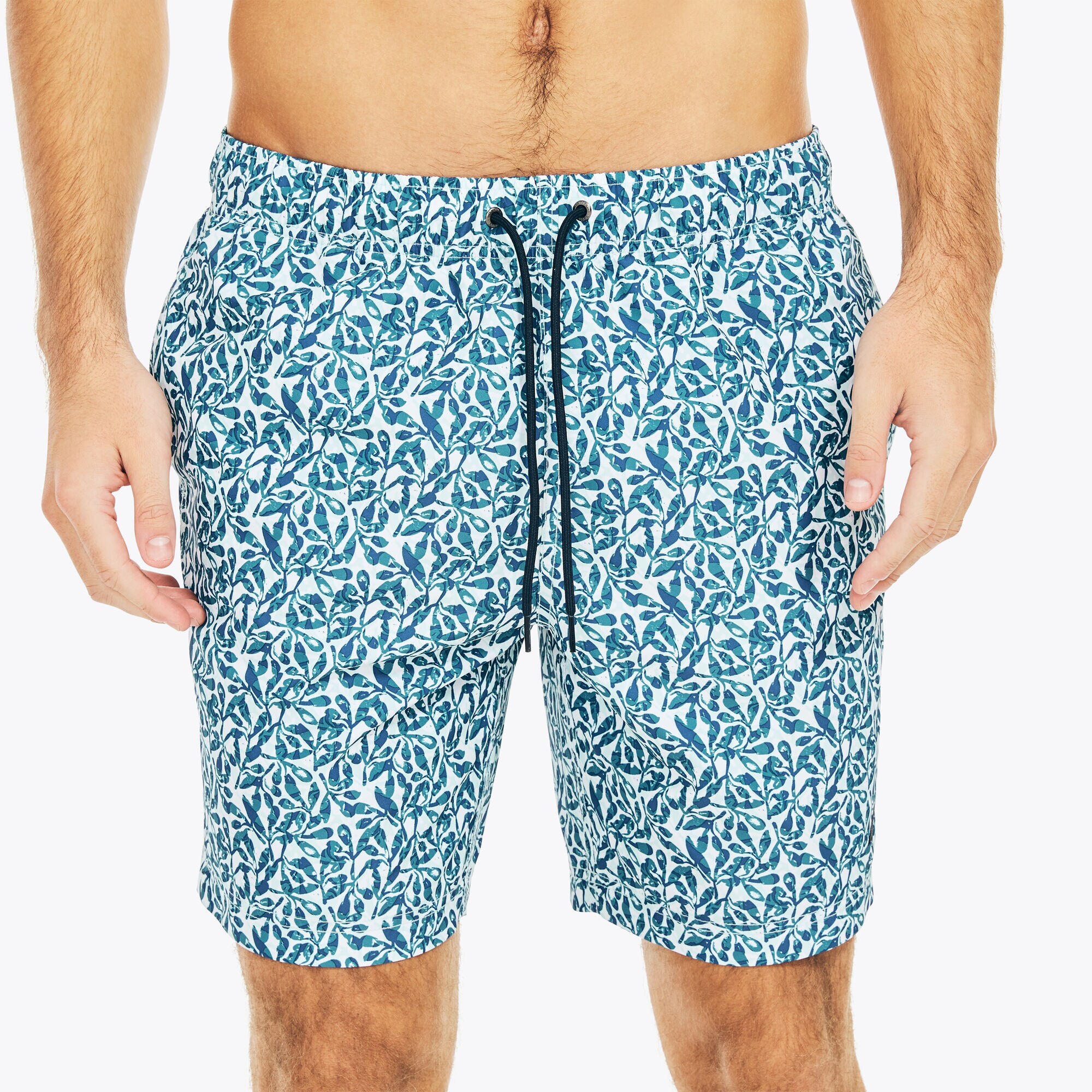8" SUSTAINABLY CRAFTED TREE PRINT SWIM,South Beach Aqua,large