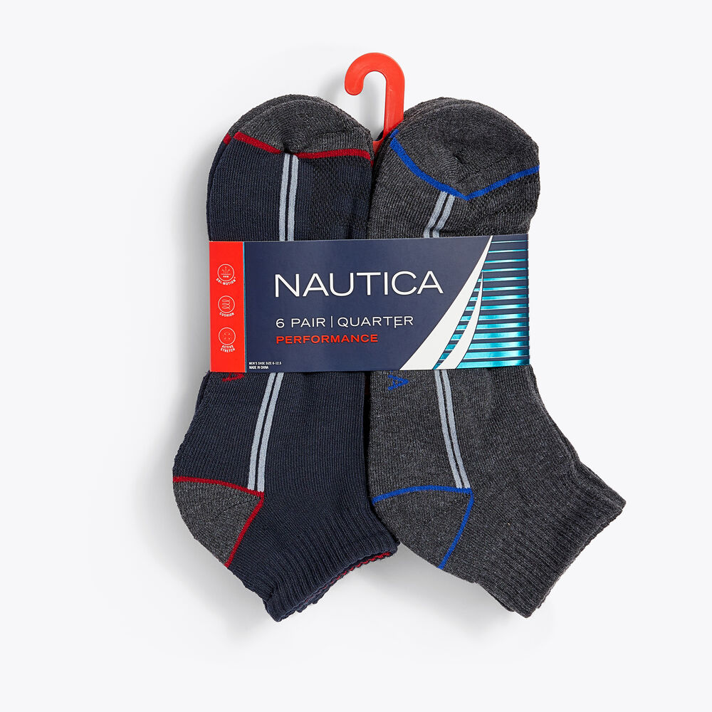 ATHLETIC LOGO QUARTER SOCKS, 6-PACK,True Quarry,large