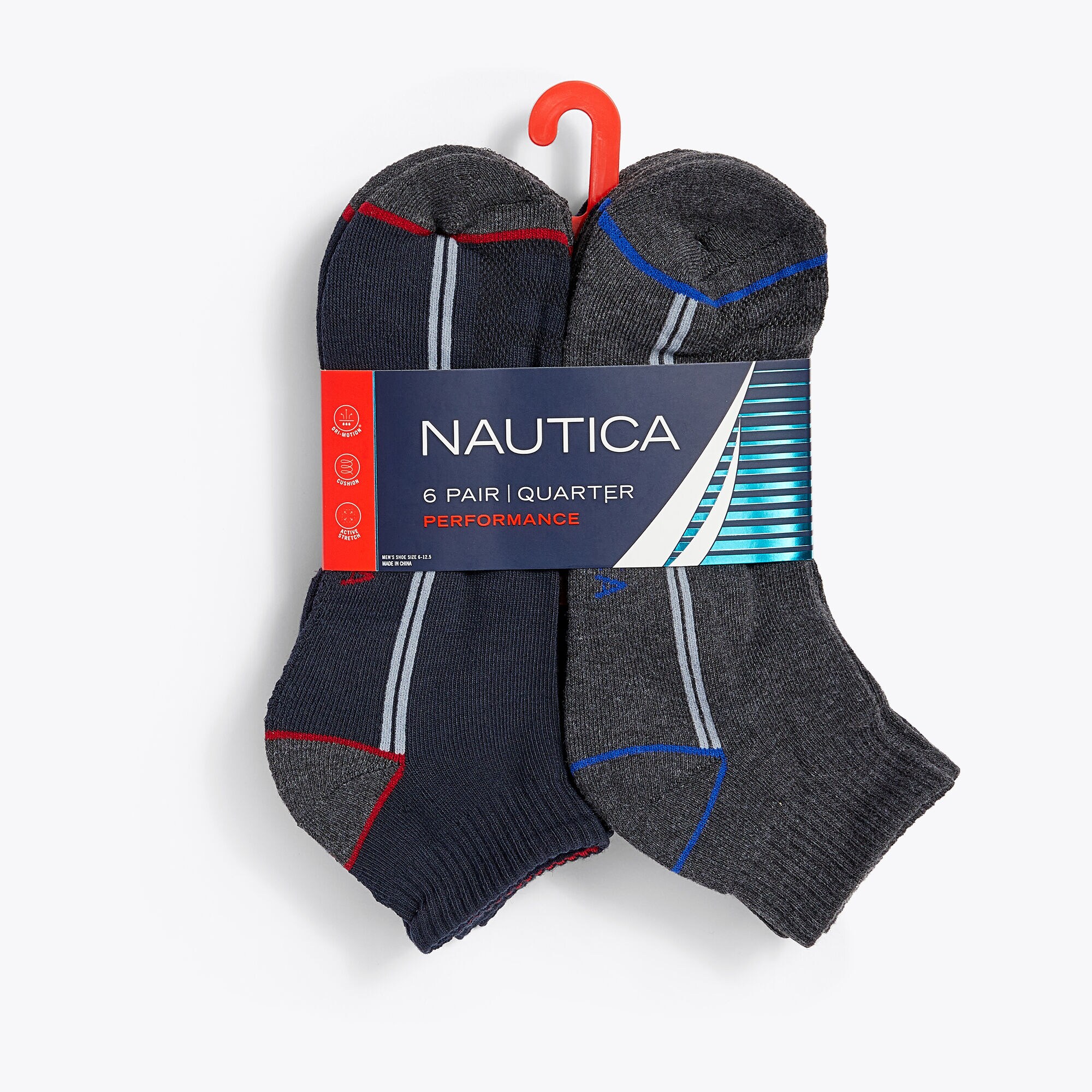 ATHLETIC LOGO QUARTER SOCKS, 6-PACK,True Quarry,large