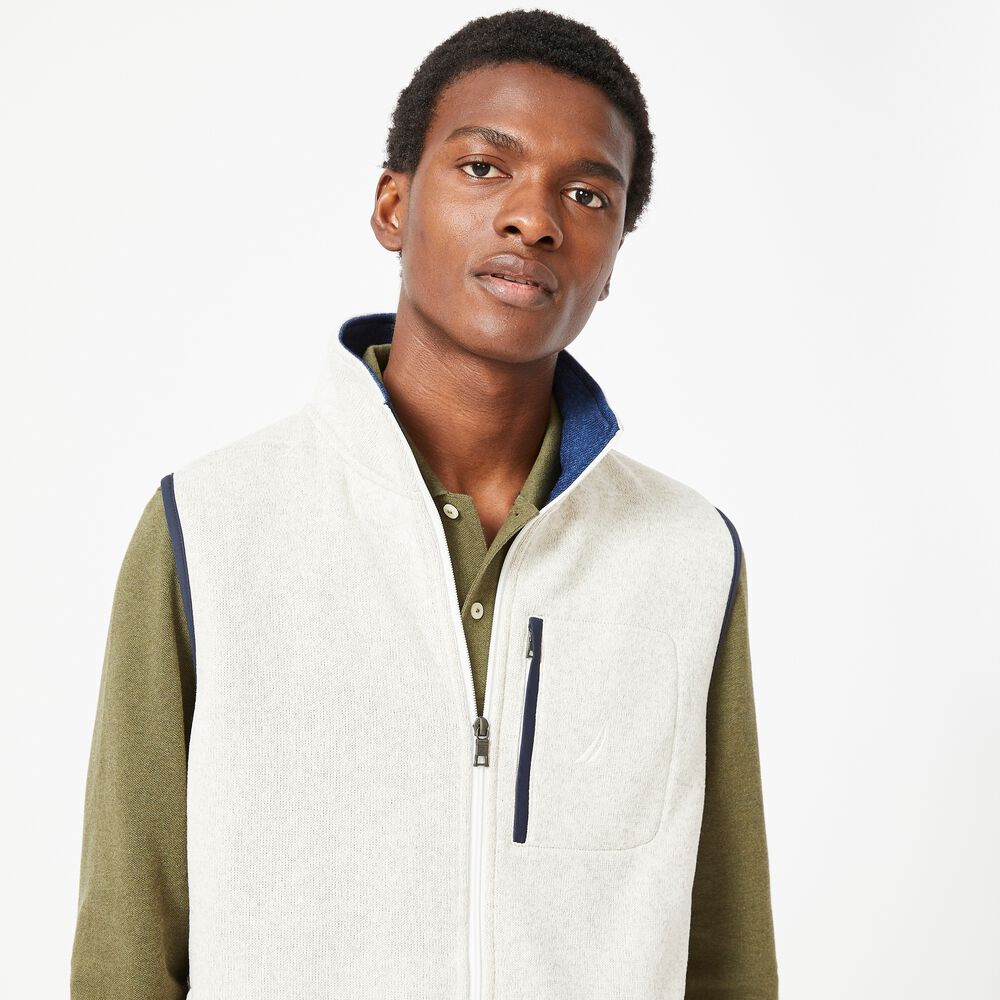 BRAND ICON FLEECE VEST,Oatmeal Heather,large