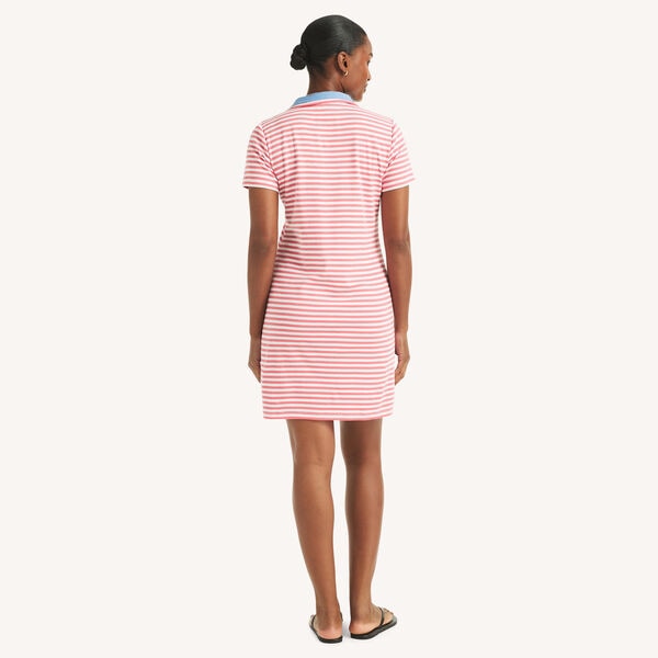 Striped Short-Sleeve Collared Dress