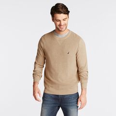 NAVTECH RIBBED-FRONT SWEATER,Camel Heather,large