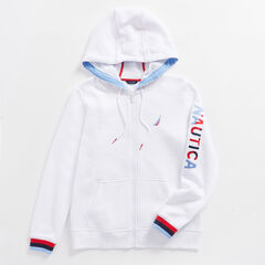 MULTICOLOR LOGO FULL-ZIP HOODIE,Bright White,large