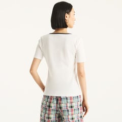 Solid Crewneck Top,Bright White,large