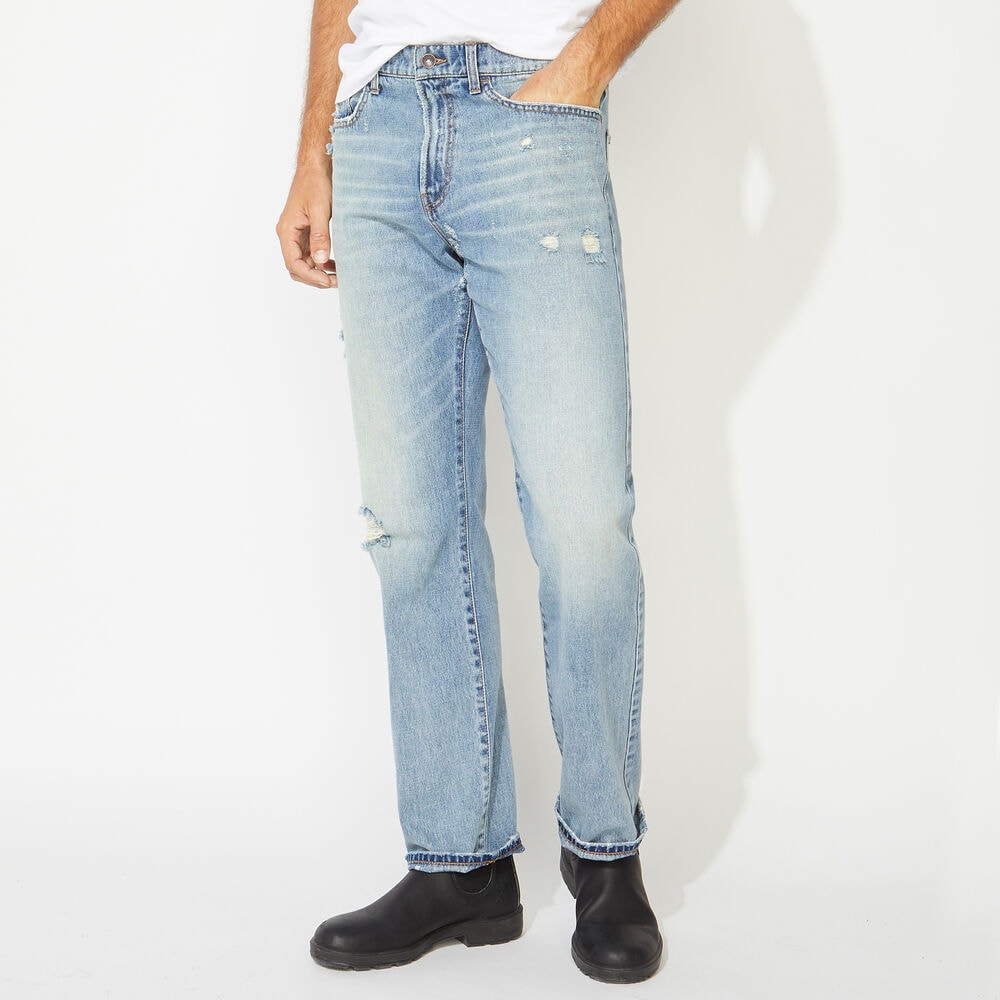 NAUTICA JEANS CO. ORIGINAL RELAXED FIT DENIM IN DISTRESSED BLUE,Distressed Blue Wash,large