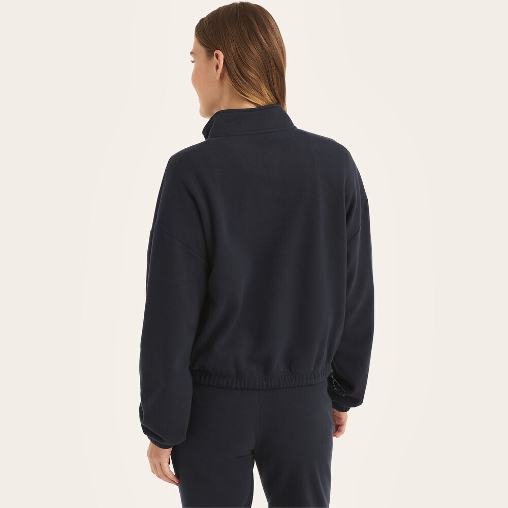 Quarter-Zip Graphic Pullover Sweatshirt,Stellar Blue Heather,large
