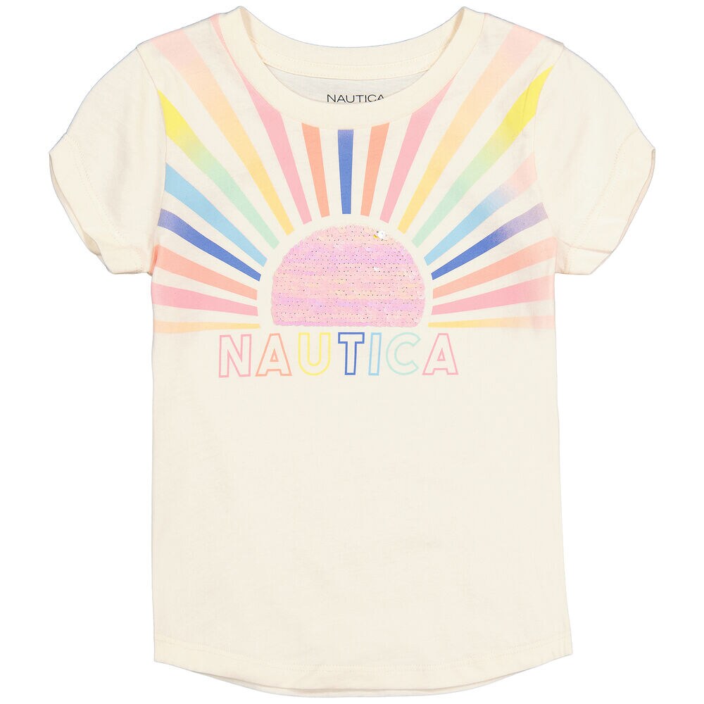 TODDLER GIRLS' OMBRE SUN T-SHIRT (2T-4T),White Cap,large