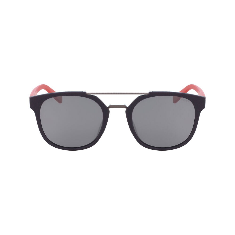 Round Sunglasses with Brow Bar,Navy,large