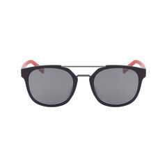 Round Sunglasses with Brow Bar,Navy,large