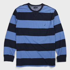 Big & Tall Rugby-Stripe Sweater,Navy,large