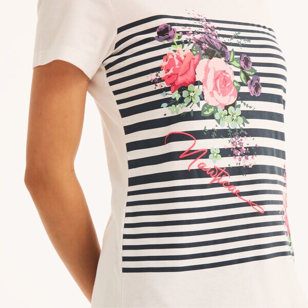 Striped Flowers Graphic T-Shirt