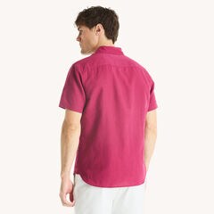 Short-Sleeve Linen Deck Shirt,Rescue Red,large