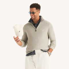 Big & Tall Marled Quarter-Zip Sweater,Sail White,large
