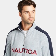 LOGO QUARTER-ZIP NAUTEX FLEECE,Grey Heather,large