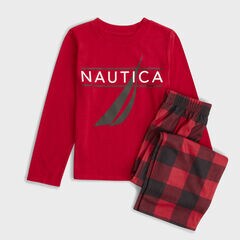 KIDS' PLAID FAMILY PAJAMA SET,Mineral Red,large