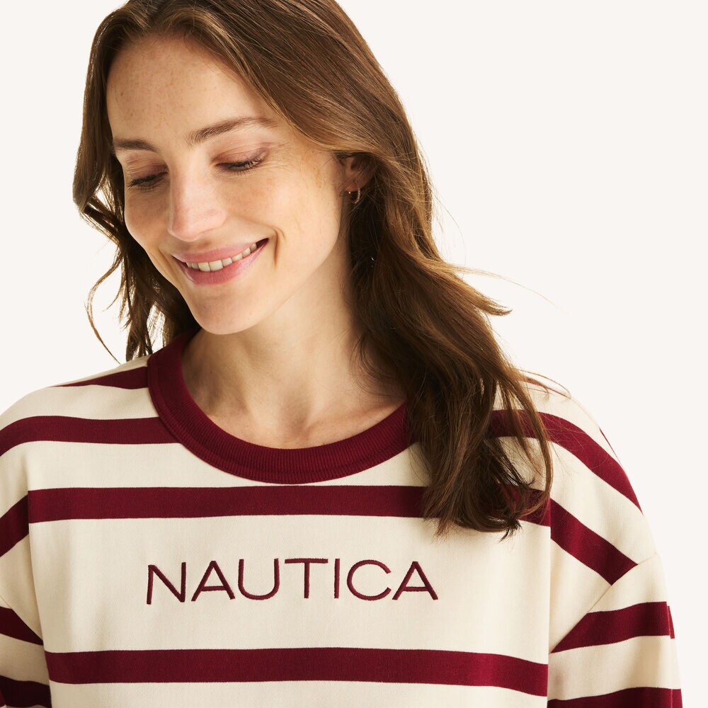 Striped Crewneck Sweatshirt,Sail White,large