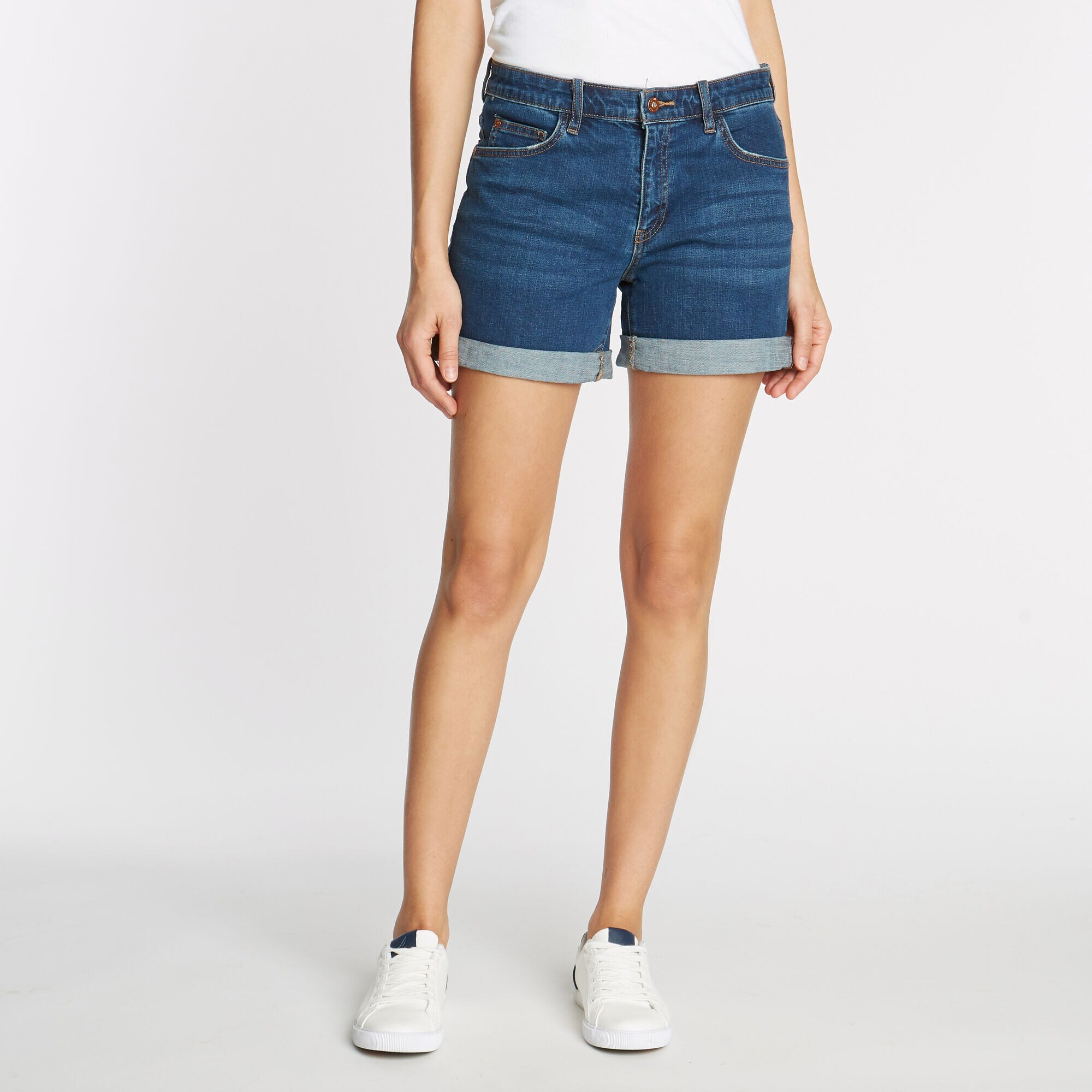 Cuff Denim Short in Beach Blue Wash,Delphinium Blue,large