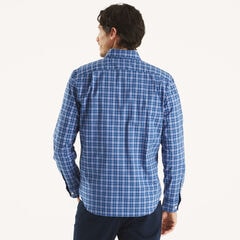 Classic Fit Wrinkle-Resistant Plaid Shirt,Estate Blue,large