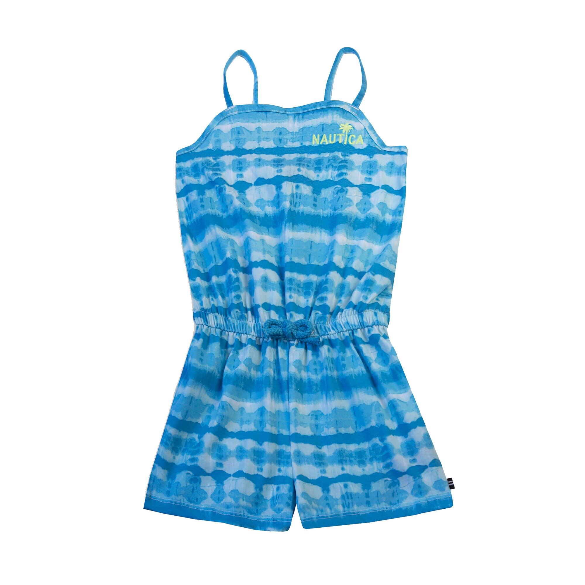 LITTLE GIRLS' TIE-DYE KNIT ROMPER (4-7),Castaway Aqua,large