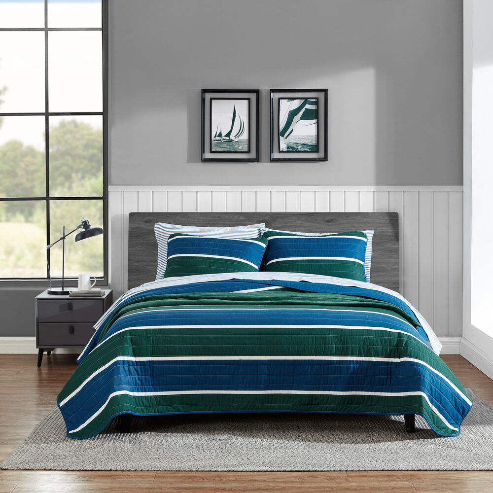 Knots Cove Navy Full/Queen Reversible Quilt & Sham Set,Bali Bliss,large