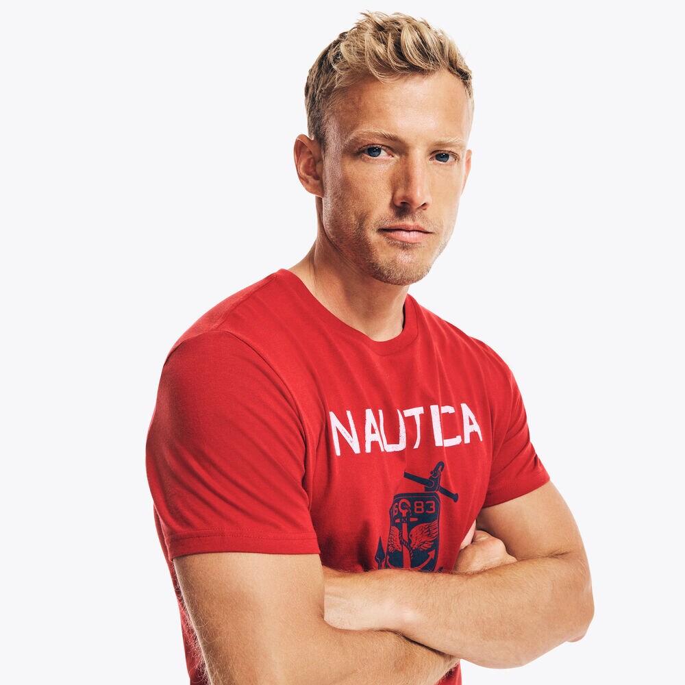 MARINE INSTITUTE GRAPHIC T-SHIRT,Nautica Red,large