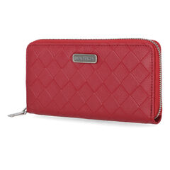Woven Zip Wallet,Tango Red,large