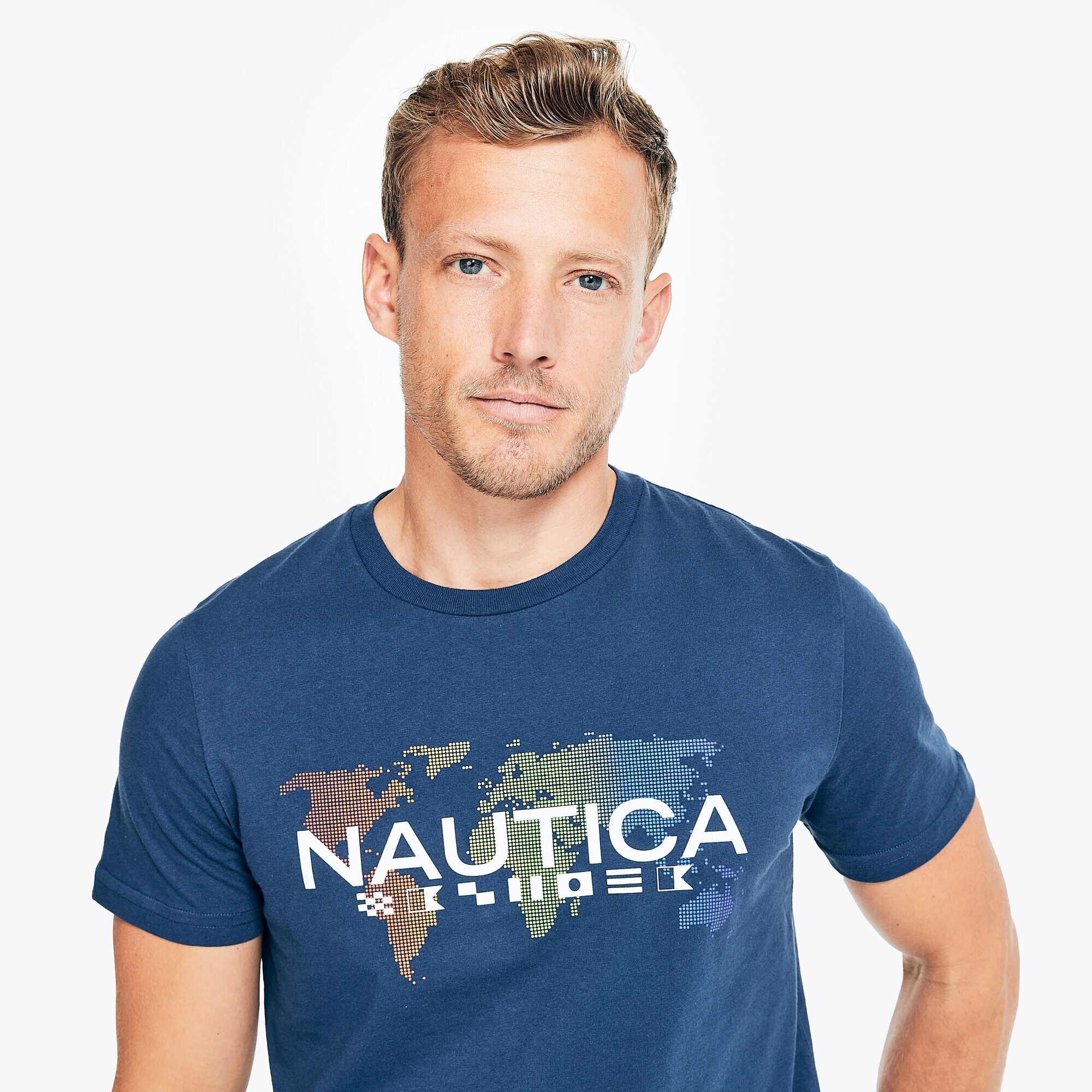 PRIDE NAUTICA FLAGS GRAPHIC T-SHIRT,Blue Depths,large