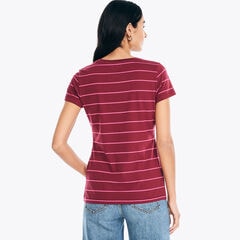 Striped Crewneck T-Shirt,Fancytail Fuschia,large