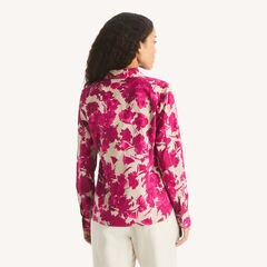 Printed Button-Up Shirt,Cabana Pink,large