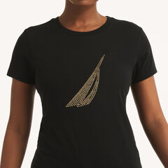 Studded Graphic T-Shirt,True Black,large