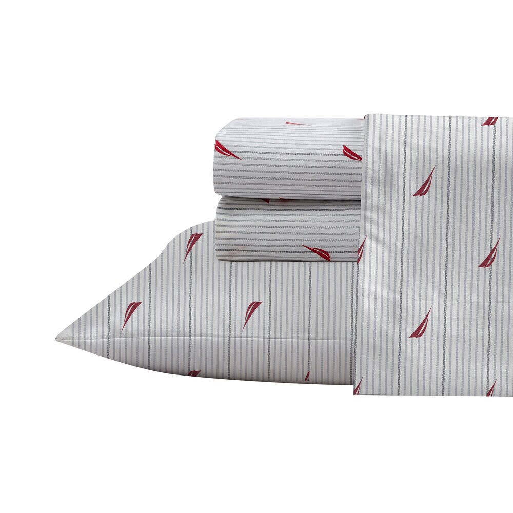 AUDLEY STRIPED RED QUEEN SHEET SET,Tango Red,large