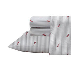 AUDLEY STRIPED RED QUEEN SHEET SET,Tango Red,large