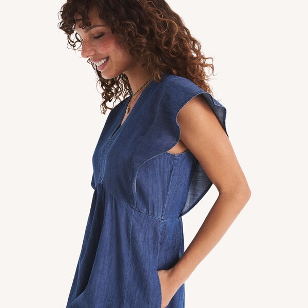 V-Neck Midi Dress
