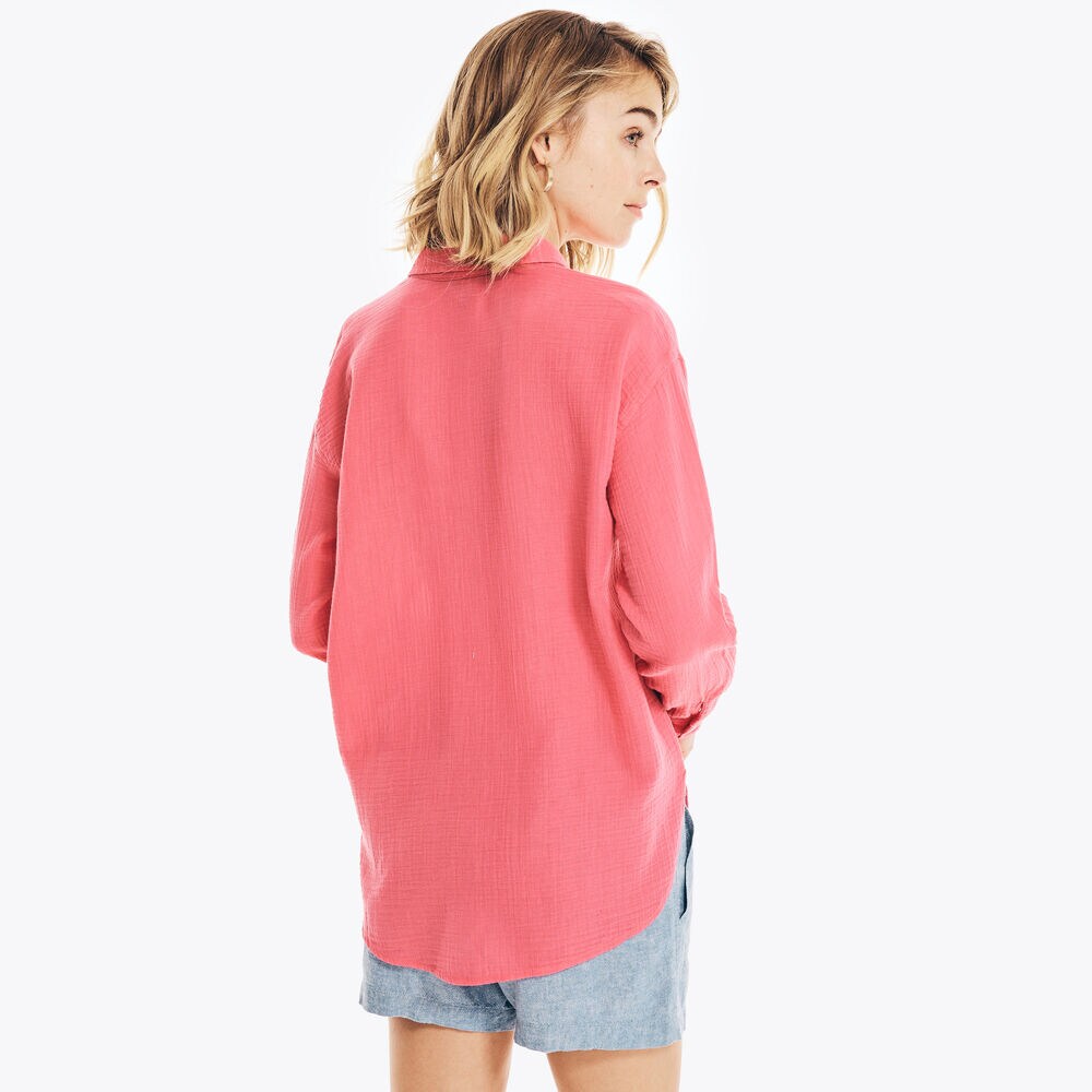 TEXTURED BUTTON-DOWN WEEKEND SHIRT,Fruit Punch,large